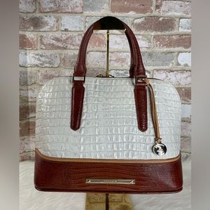 Brahmin White and Brown Satchel